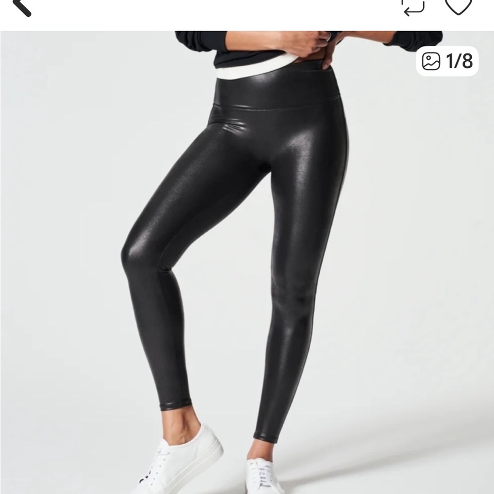SPANX Faux Leather Leggings Black Sz XL